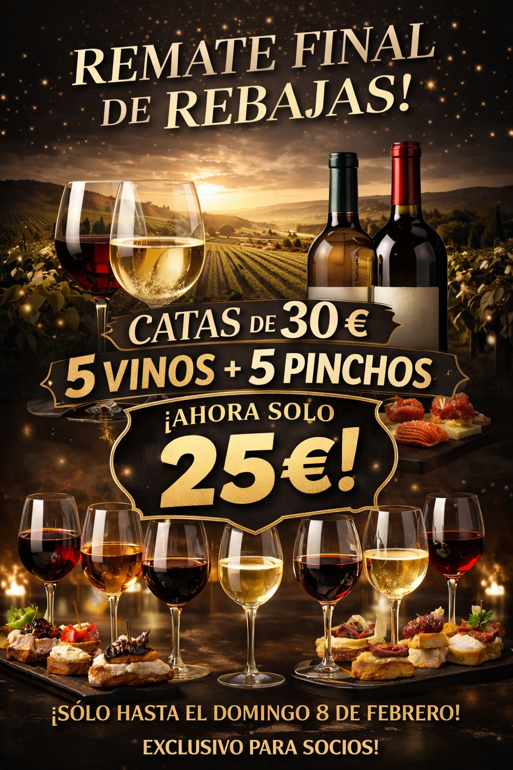 Sesión de Cata de Vino .- Remate Final Rebajas .- Sólo Socios