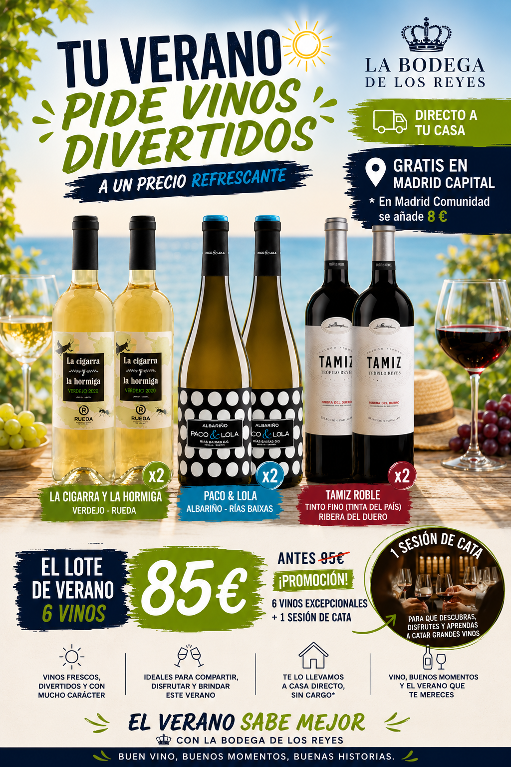 🎉 Lote Verano .- 6 Botellas + 1 sesión de Cata para 1 persona +Envío Gratis